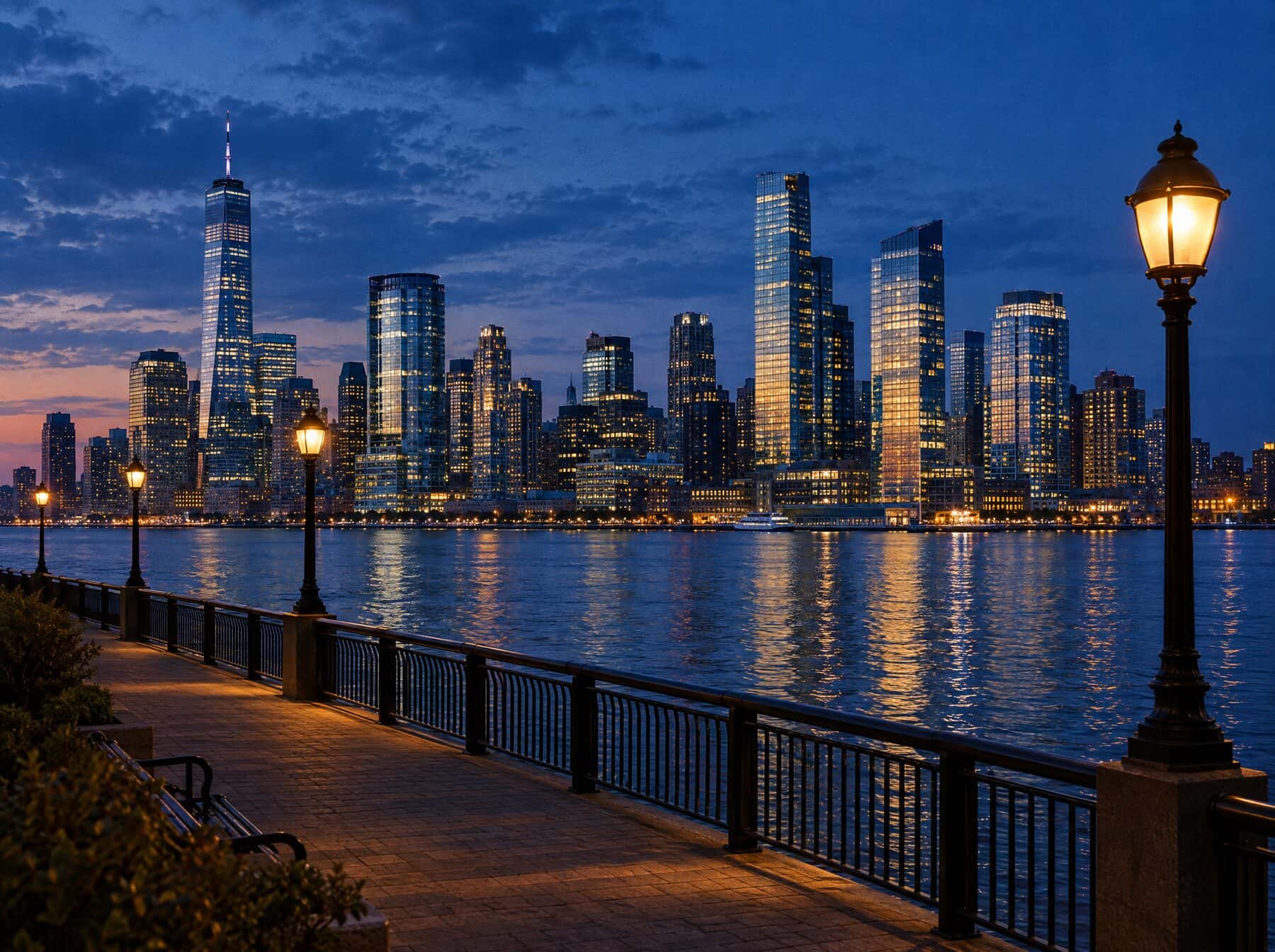 The Jersey City waterfront skyline across the Hudson